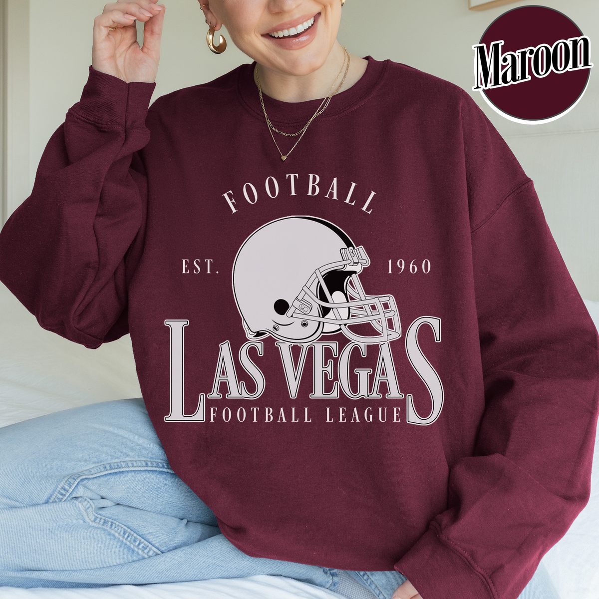 Unisex Las Vegas football vintage crewneck sweatshirt for men and women