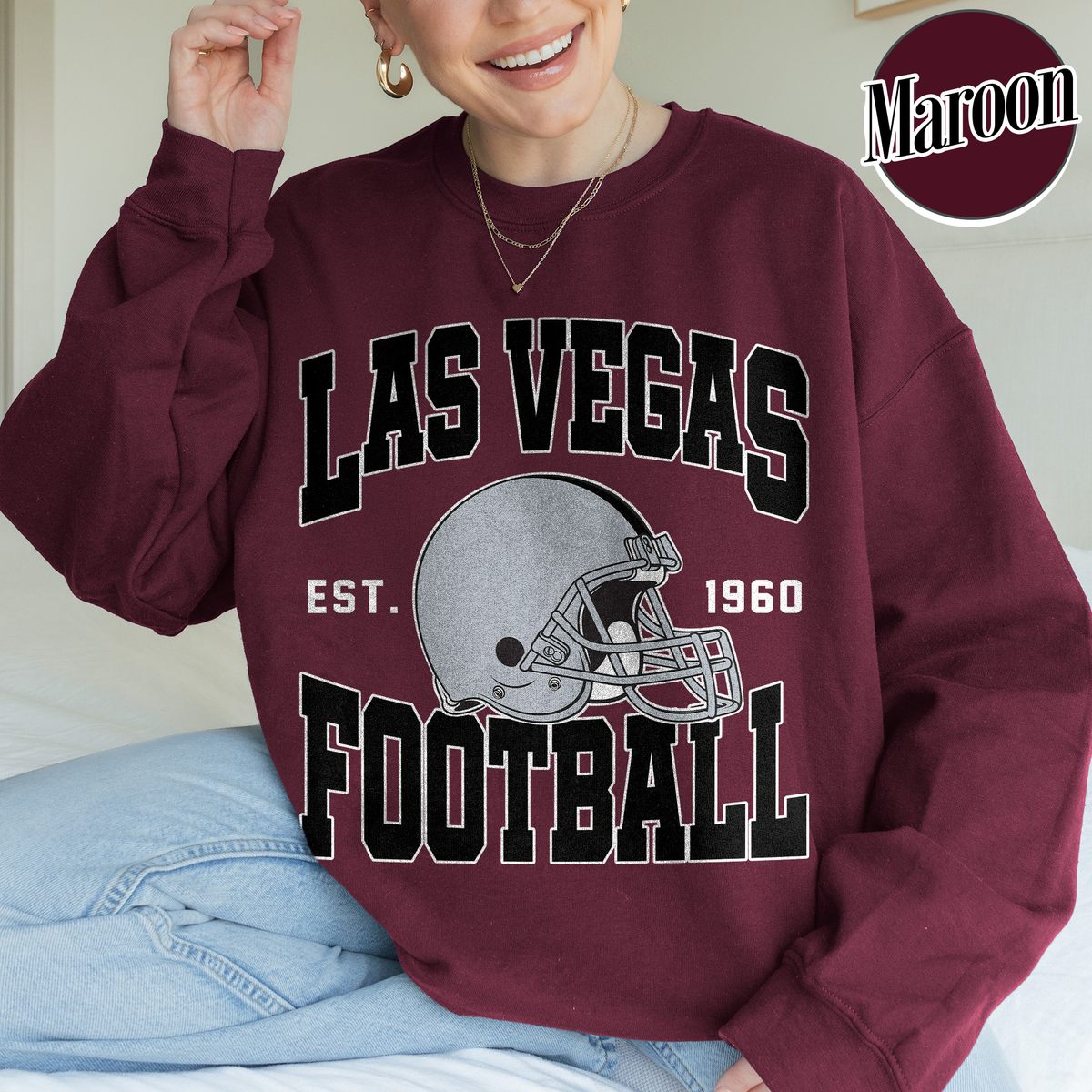 Unisex Las Vegas football vintage crewneck sweatshirt for men and women