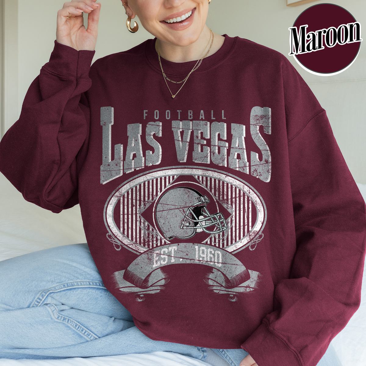 Unisex Las Vegas football vintage crewneck sweatshirt for men and women