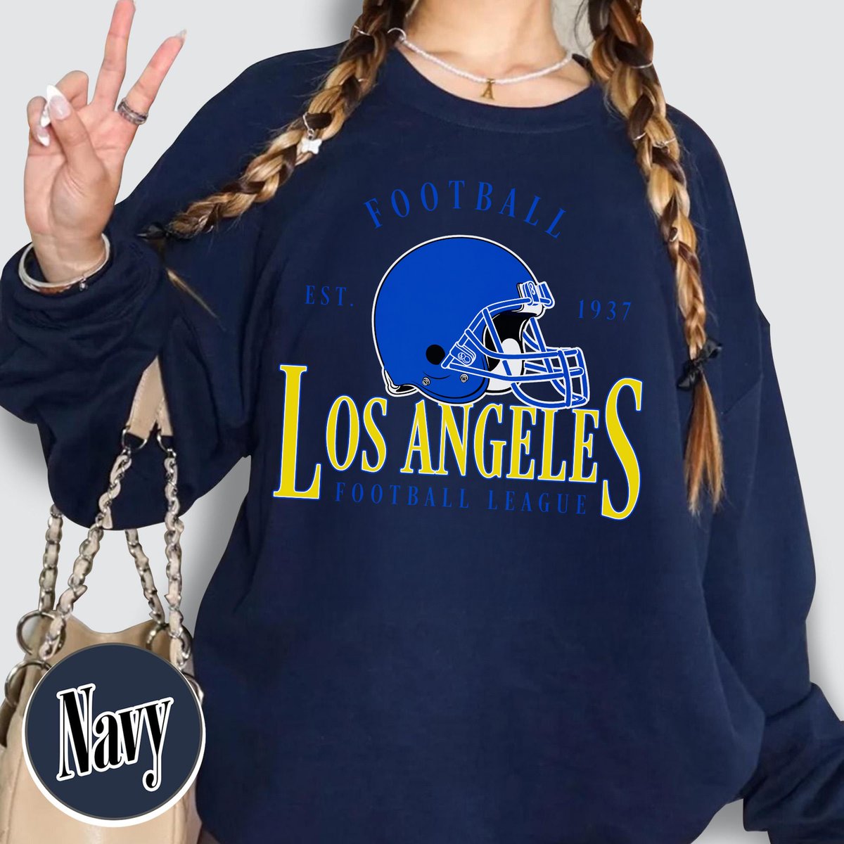 Unisex Los Angeles football vintage crewneck sweatshirt for men and women