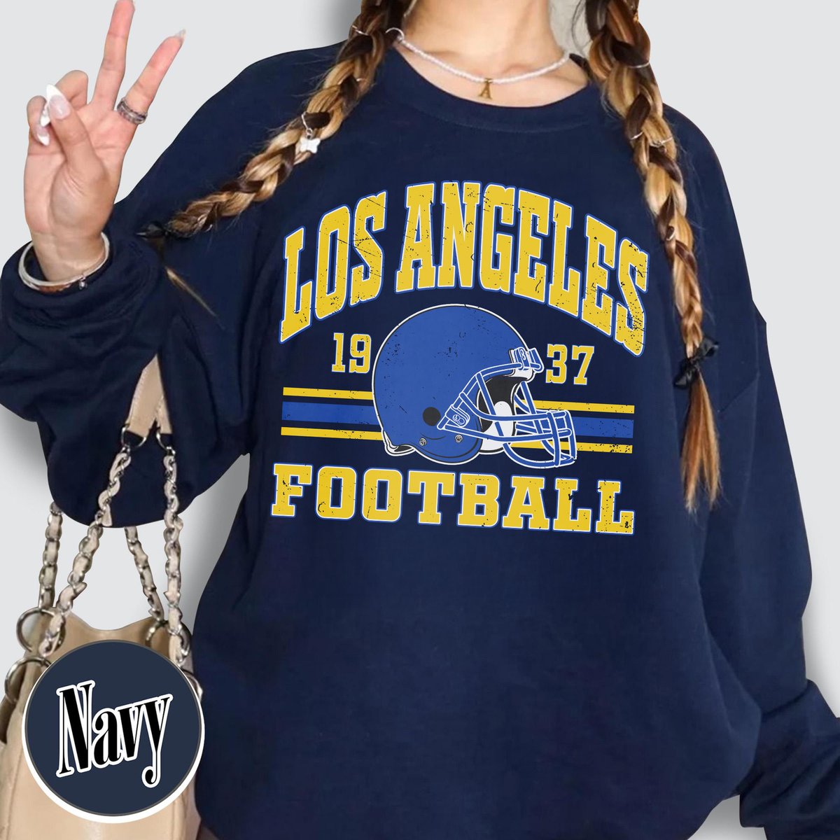 Unisex Los Angeles football vintage crewneck sweatshirt for men and women
