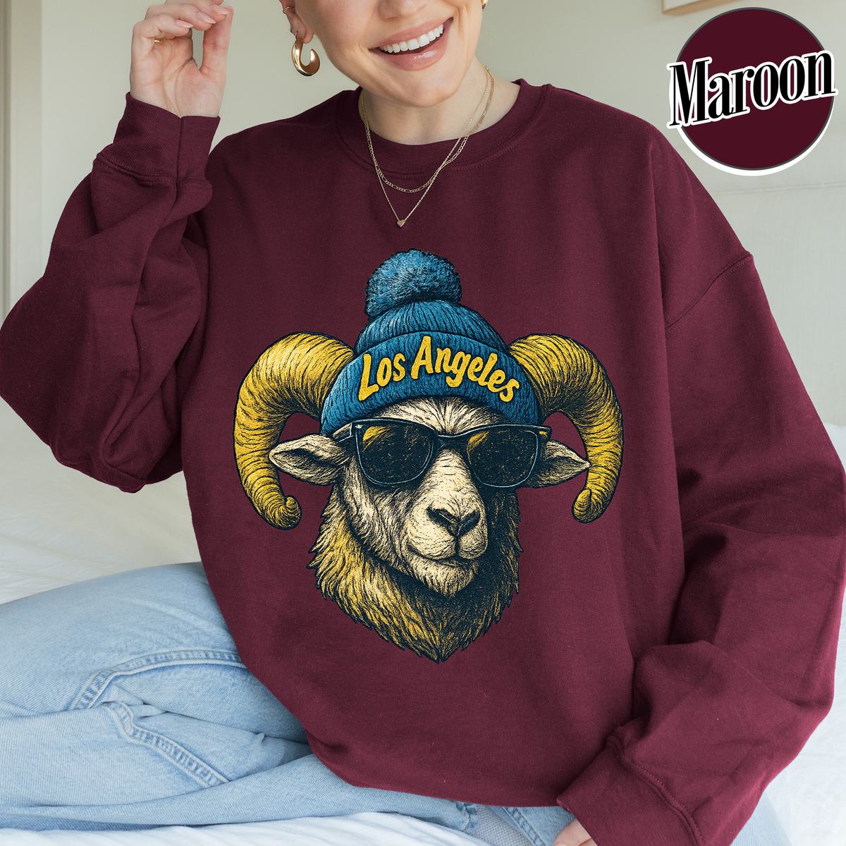Unisex Los Angeles football vintage crewneck sweatshirt for men and women
