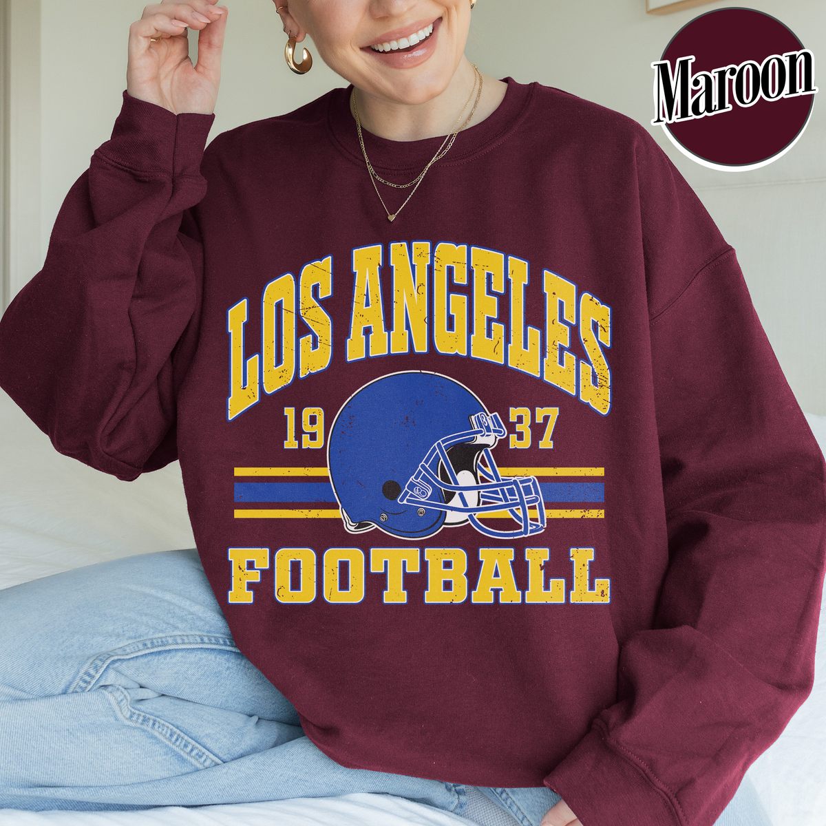 Unisex Los Angeles football vintage crewneck sweatshirt for men and women