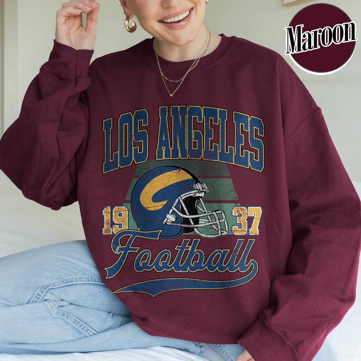 Unisex Los Angeles football vintage crewneck sweatshirt for men and women