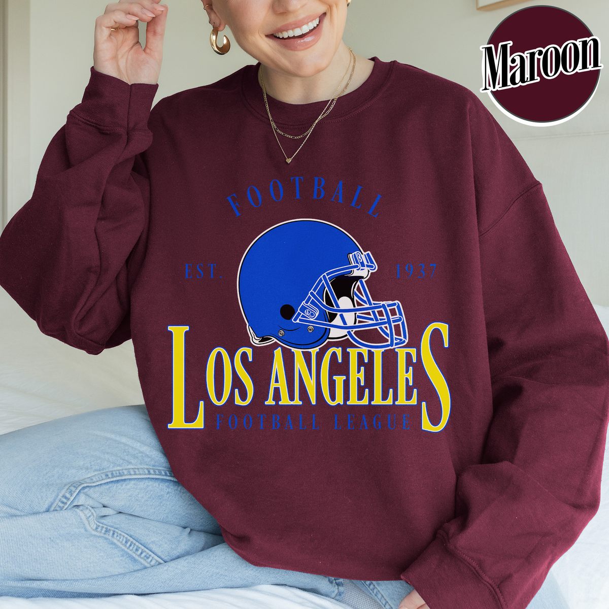 Unisex Los Angeles football vintage crewneck sweatshirt for men and women