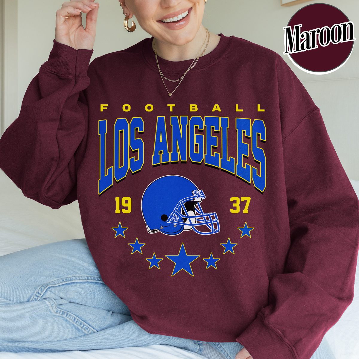 Unisex Los Angeles football vintage crewneck sweatshirt for men and women