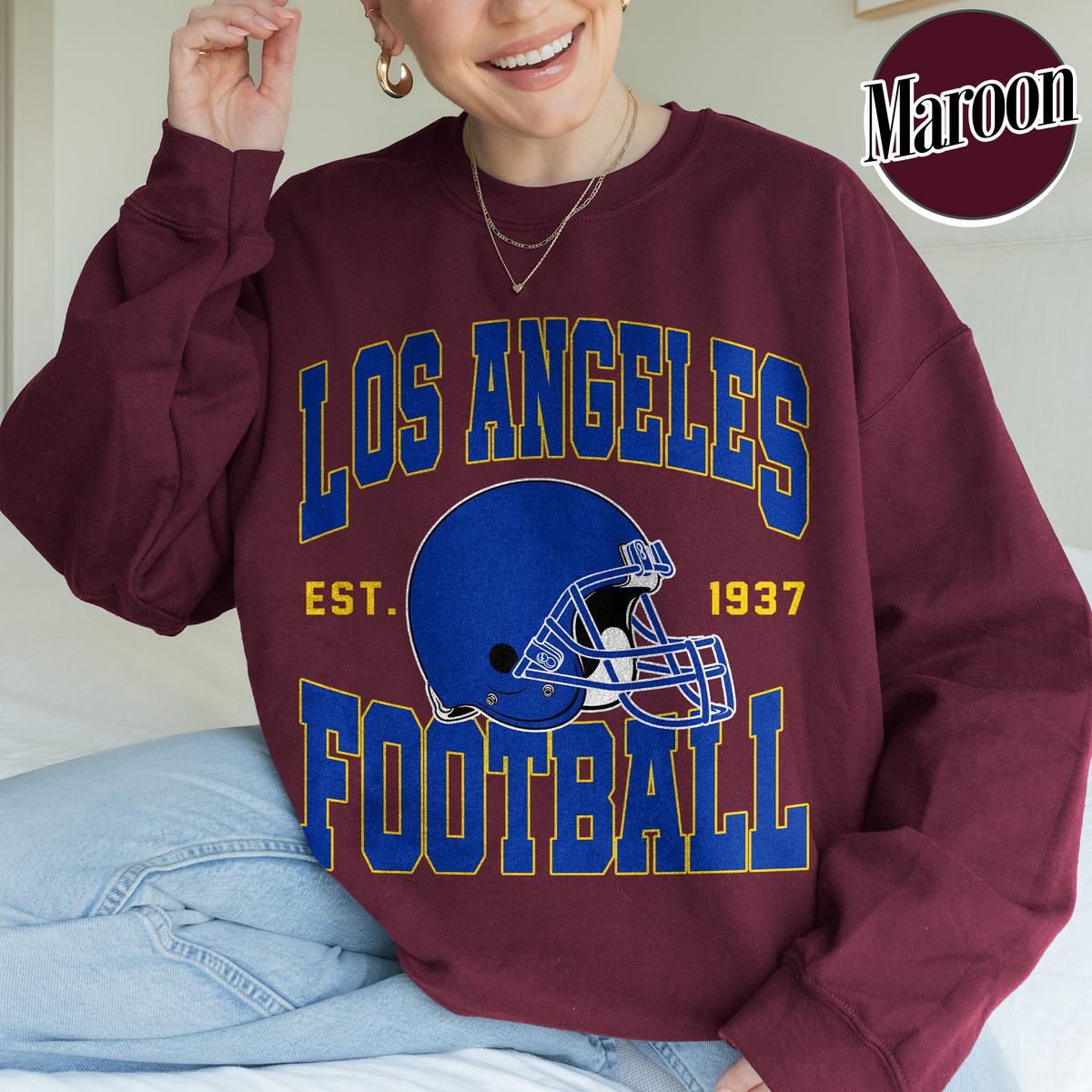 Unisex Los Angeles football vintage crewneck sweatshirt for men and women