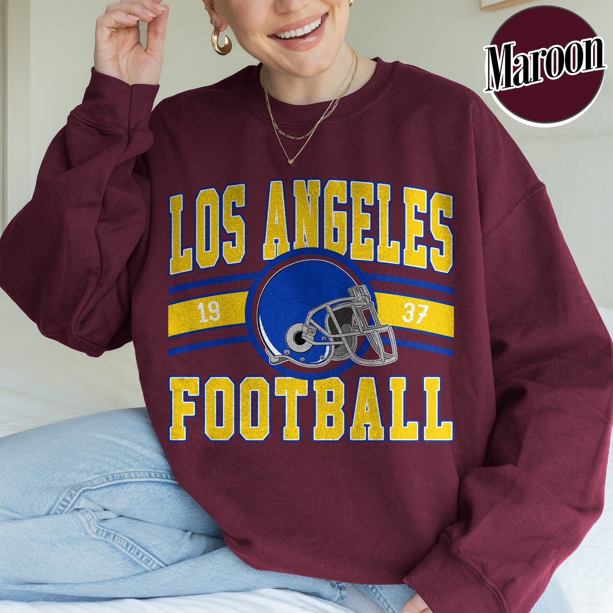 Unisex Los Angeles football vintage crewneck sweatshirt for men and women