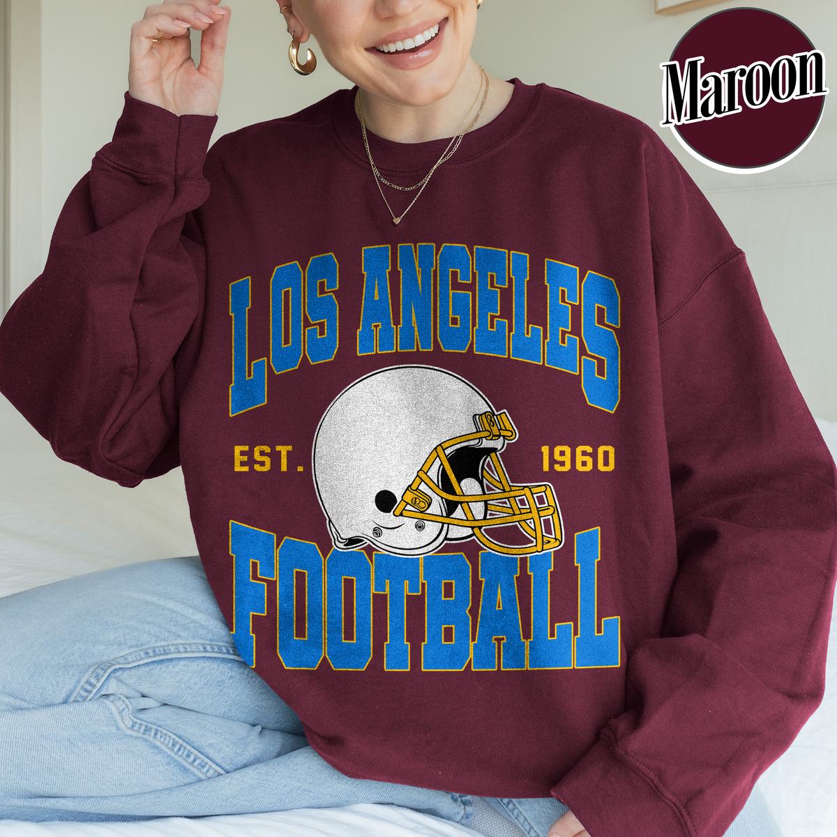 Unisex Los Angeles football vintage crewneck sweatshirt for men and women
