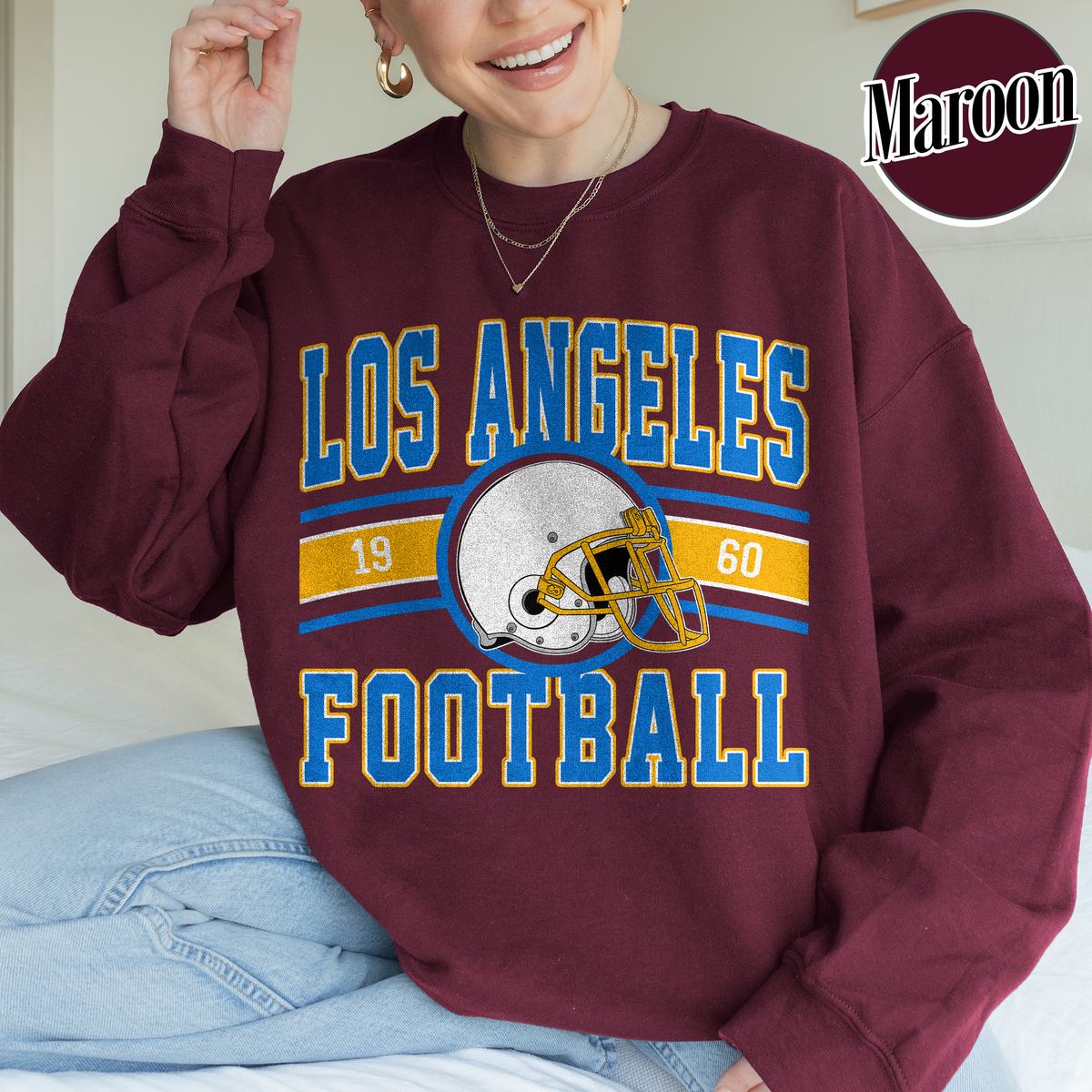 Unisex Los Angeles football vintage crewneck sweatshirt for men and women