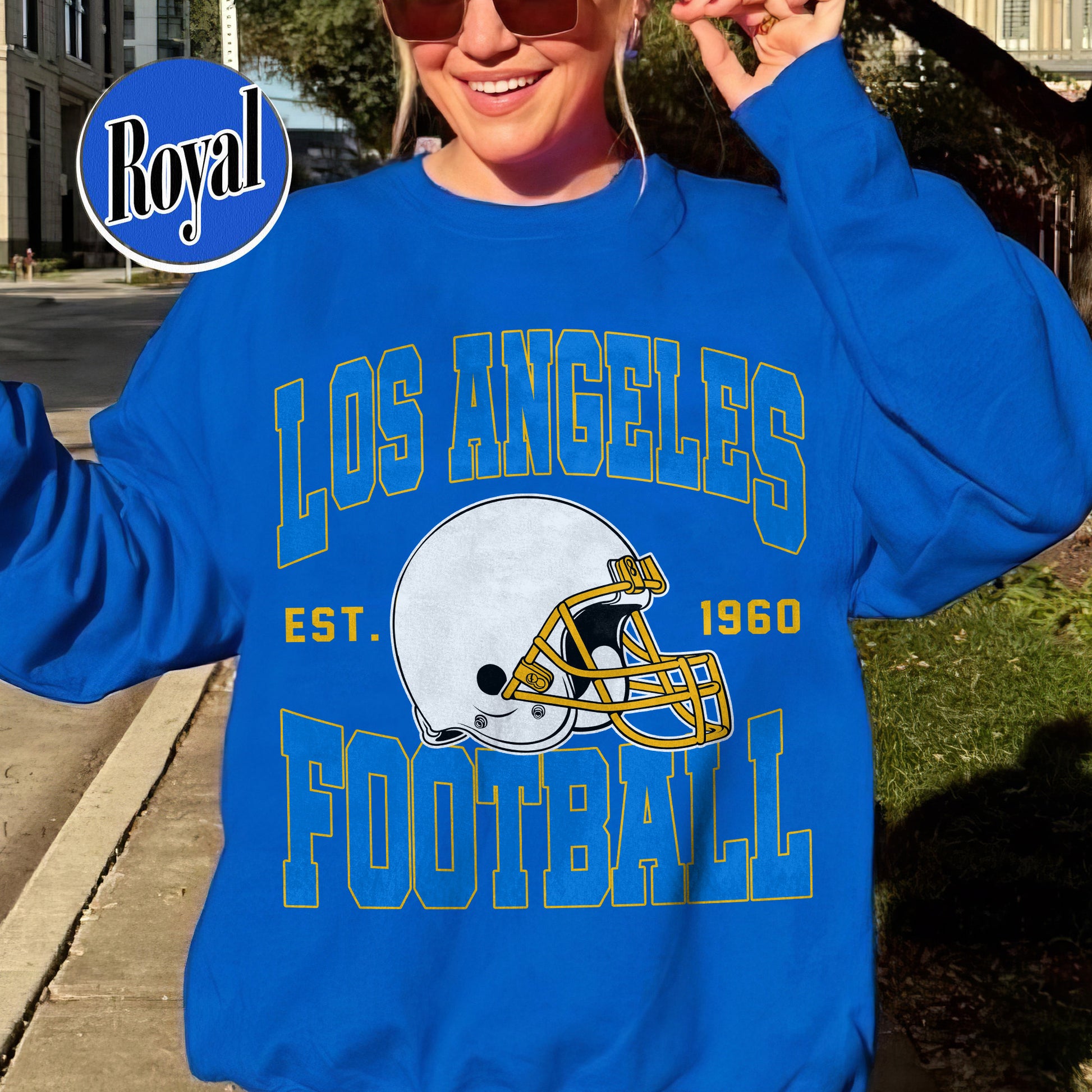 Unisex Los Angeles football vintage crewneck sweatshirt for men and women