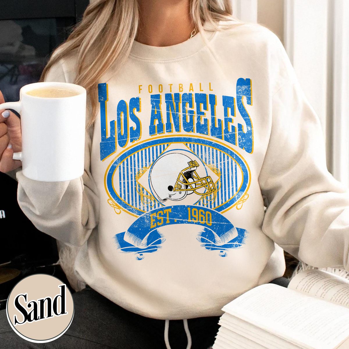 Unisex Los Angeles football vintage crewneck sweatshirt for men and women