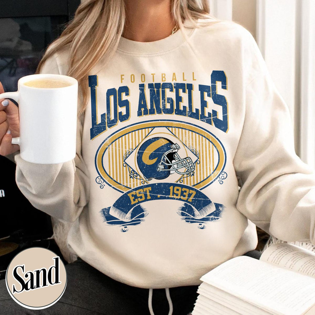 Unisex Los Angeles football vintage crewneck sweatshirt for men and women