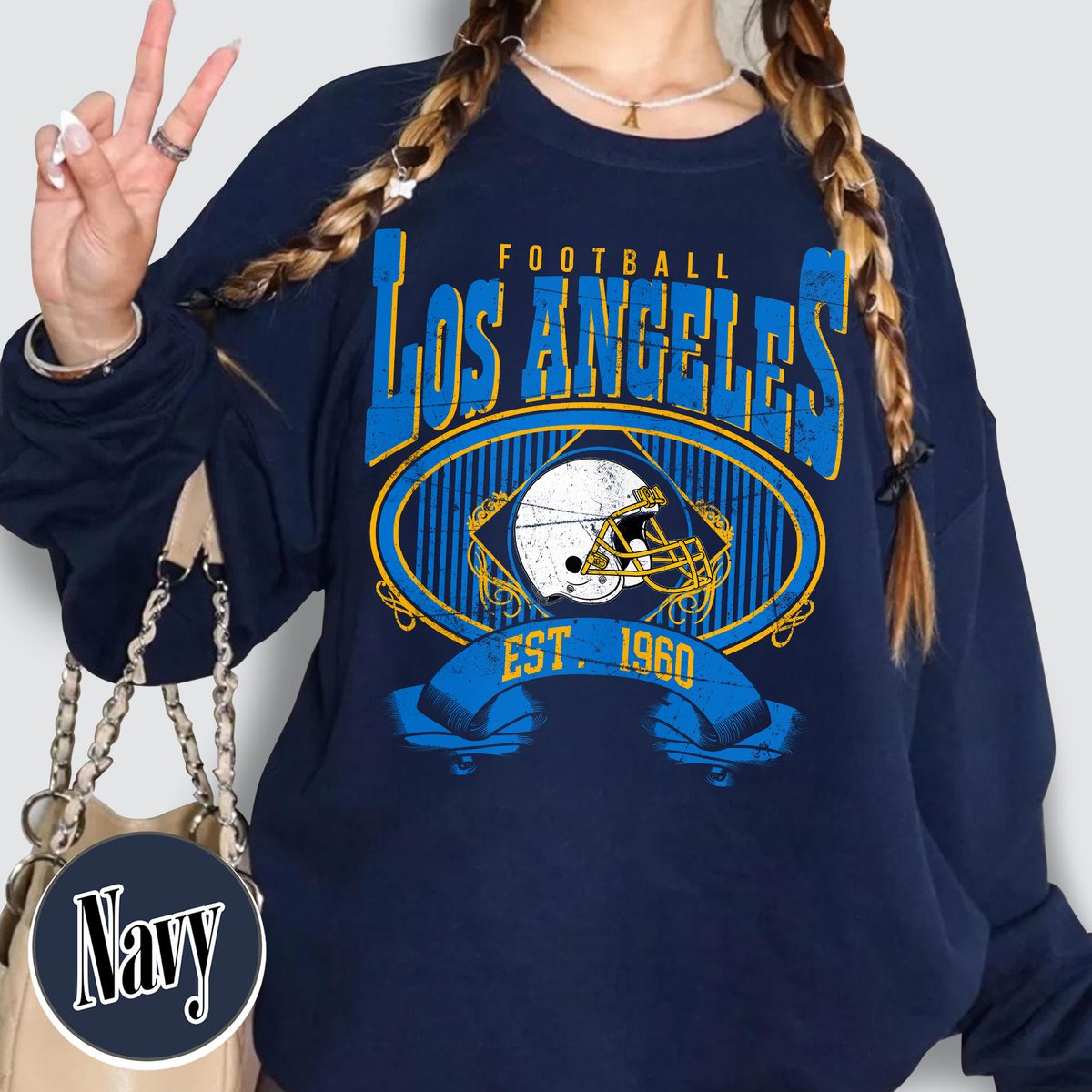 Unisex Los Angeles football vintage crewneck sweatshirt for men and women