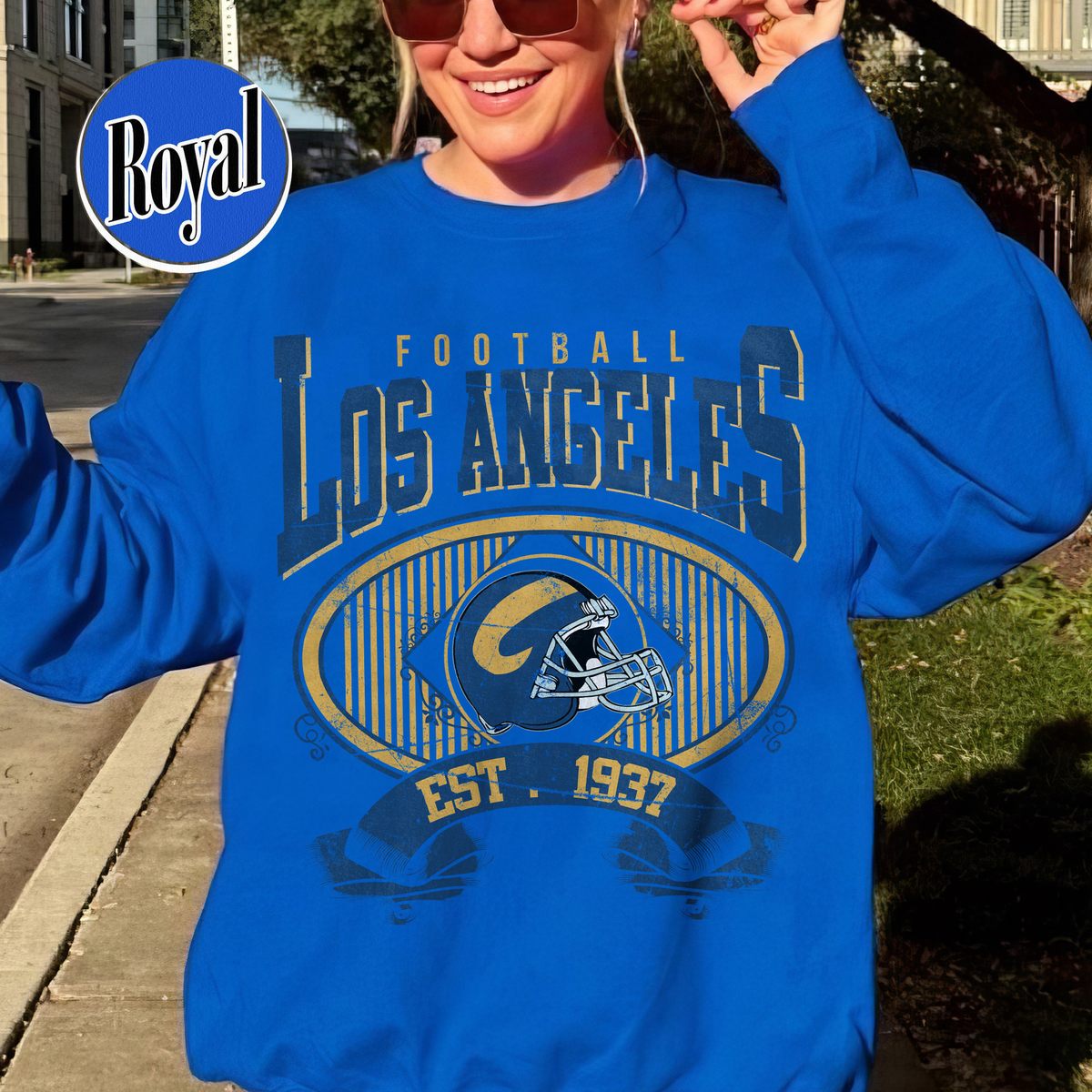 Unisex Los Angeles football vintage crewneck sweatshirt for men and women