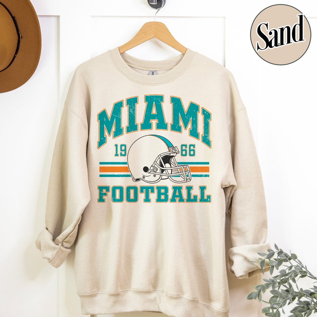 Unisex Miami football vintage crewneck sweatshirt for men and women