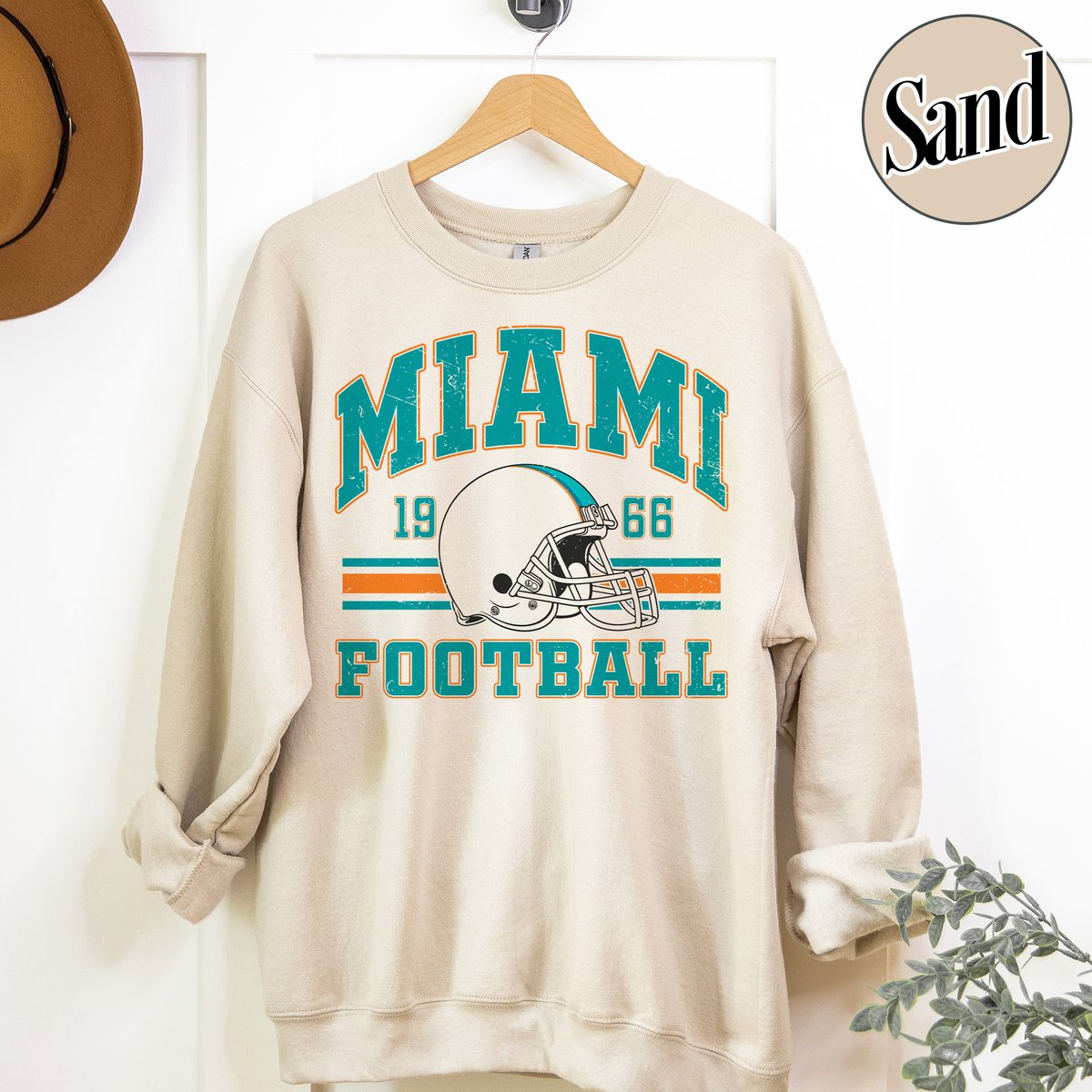 Unisex Miami football vintage crewneck sweatshirt for men and women