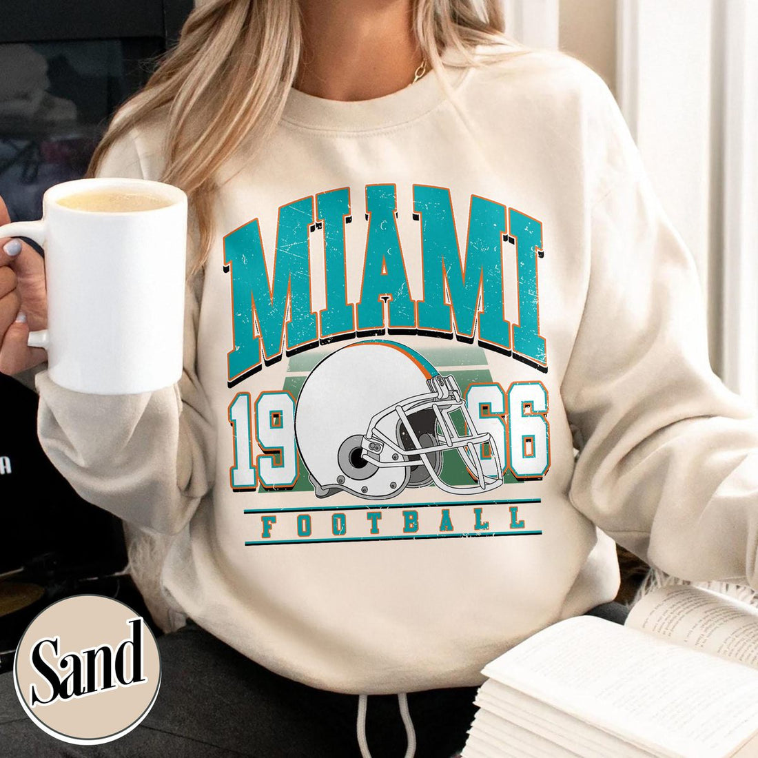Unisex Miami football vintage crewneck sweatshirt for men and women