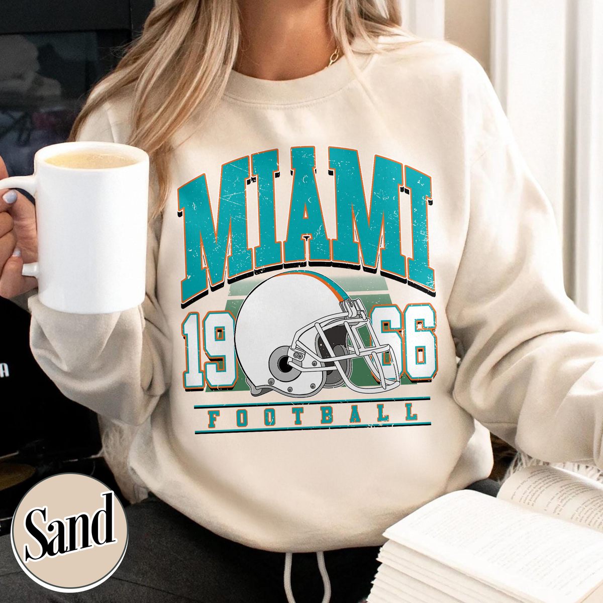 Unisex Miami football vintage crewneck sweatshirt for men and women