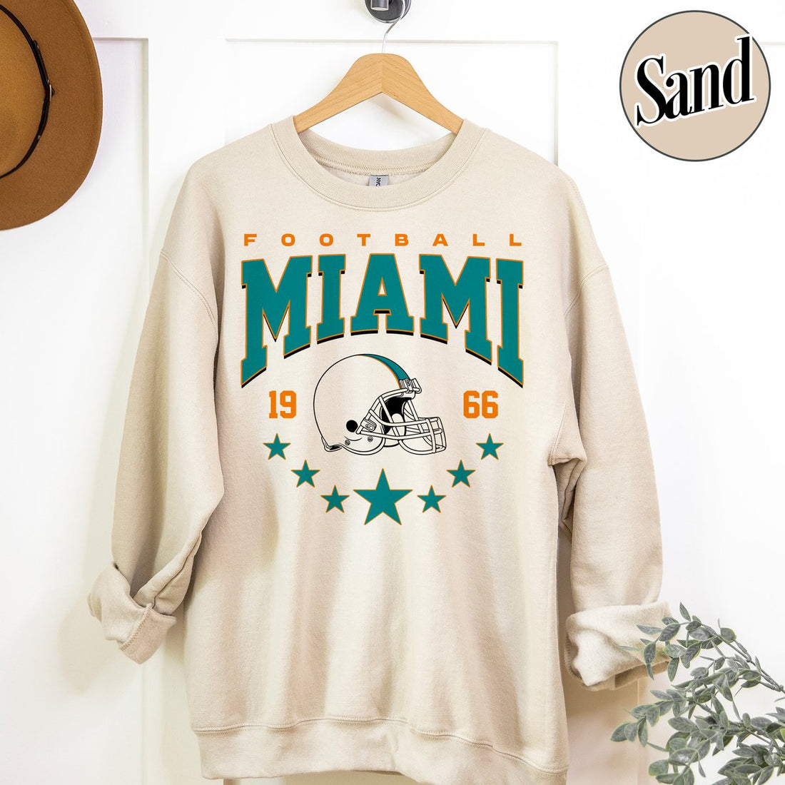 Unisex Miami football vintage crewneck sweatshirt for men and women