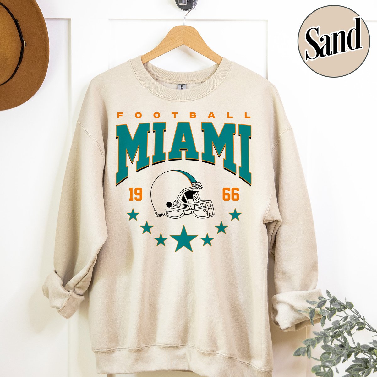 Unisex Miami football vintage crewneck sweatshirt for men and women