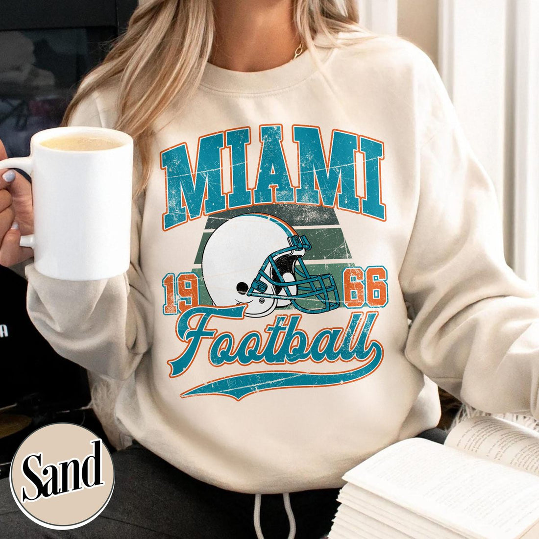 Unisex Miami football vintage crewneck sweatshirt for men and women