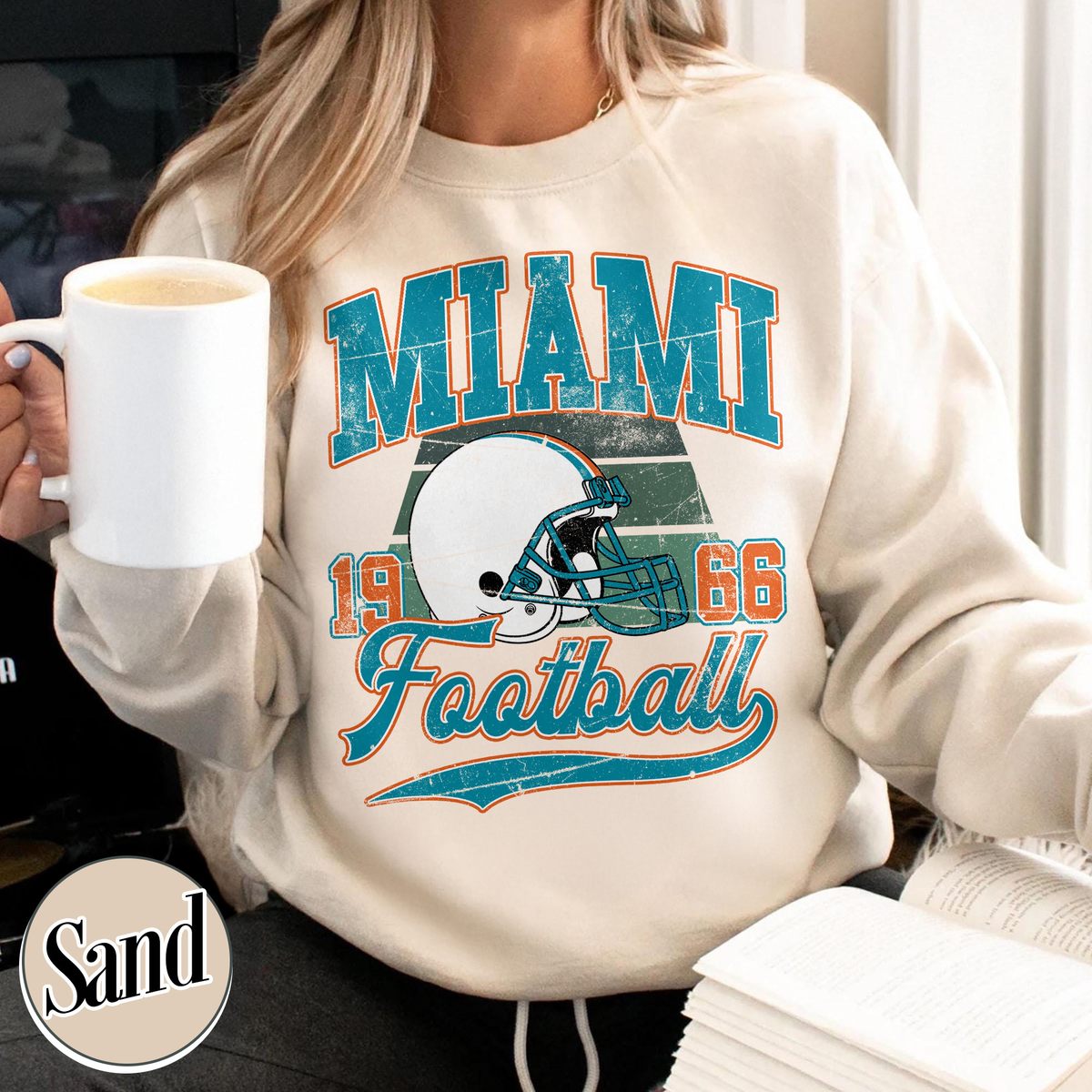 Unisex Miami football vintage crewneck sweatshirt for men and women