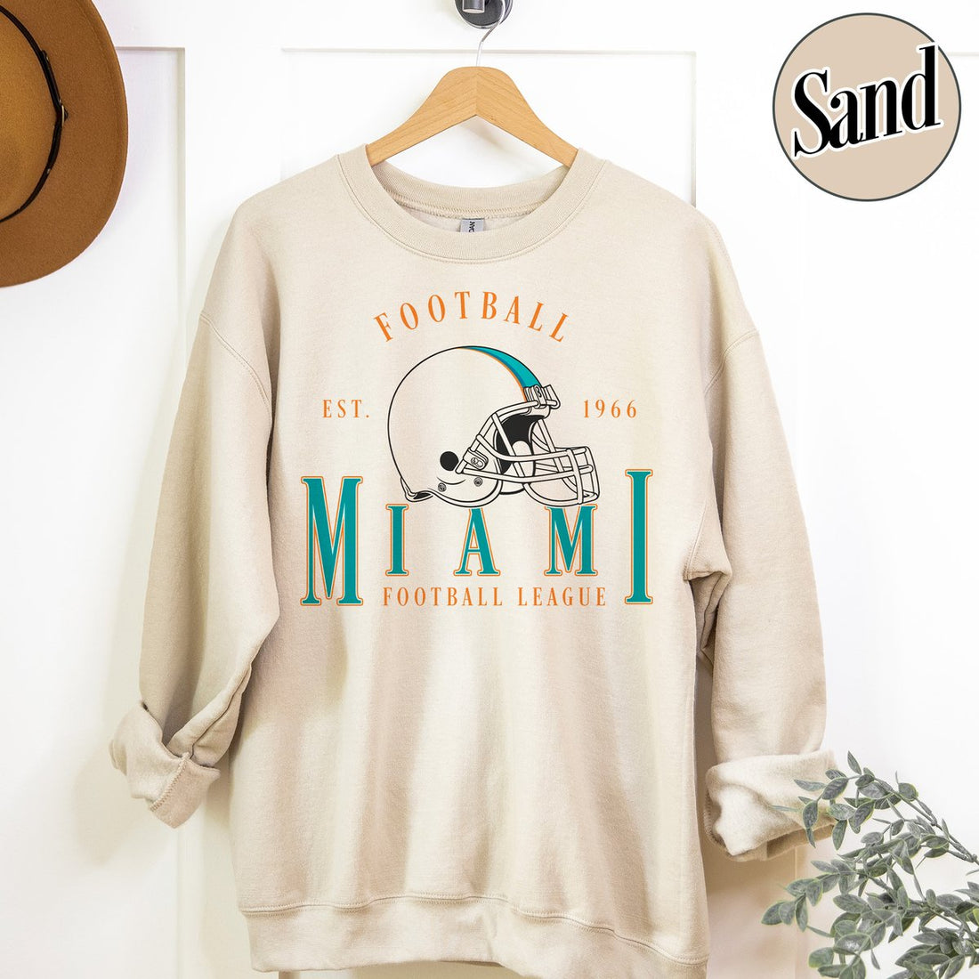 Unisex Miami football vintage crewneck sweatshirt for men and women