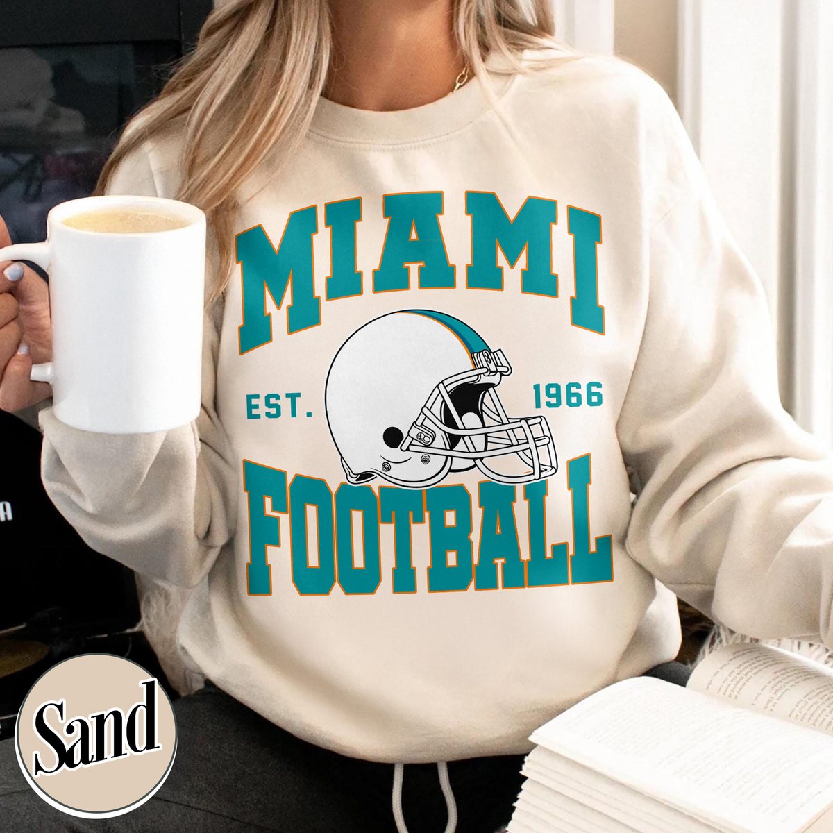 Unisex Miami football vintage crewneck sweatshirt for men and women