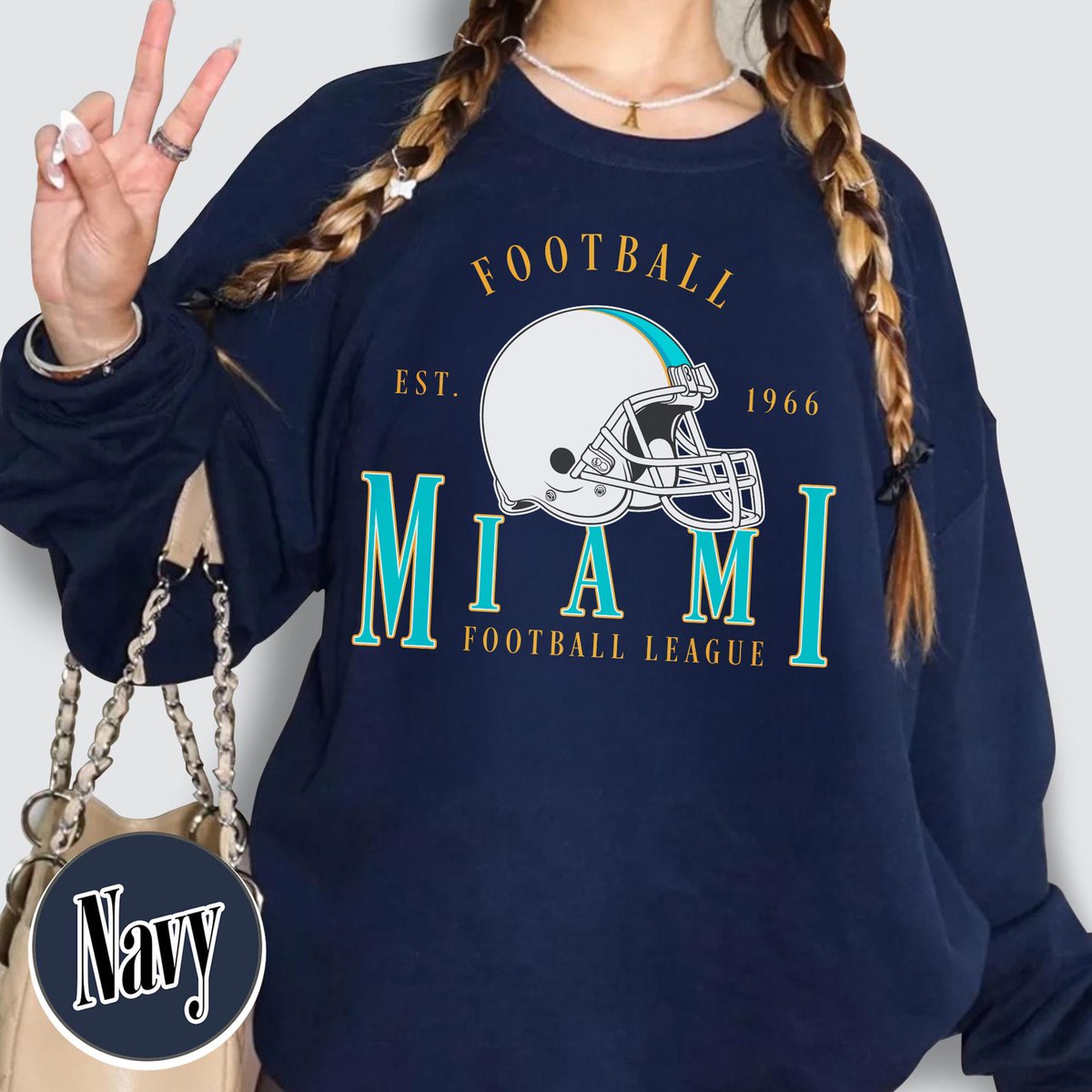 Unisex Miami football vintage crewneck sweatshirt for men and women