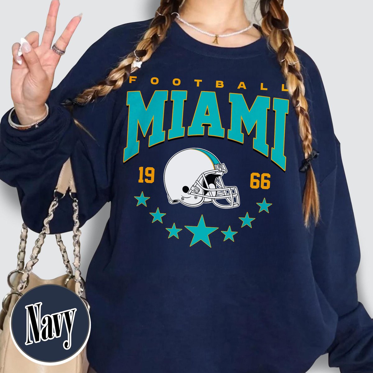 Unisex Miami football vintage crewneck sweatshirt for men and women
