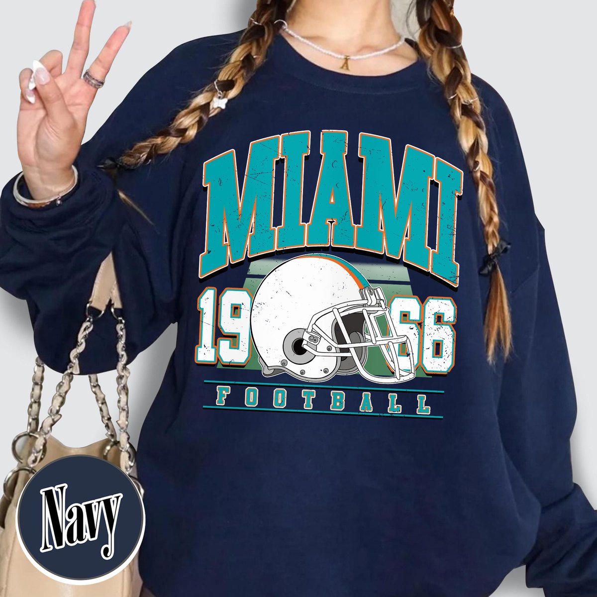 Unisex Miami football vintage crewneck sweatshirt for men and women