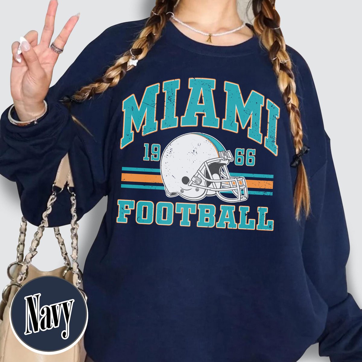 Unisex Miami football vintage crewneck sweatshirt for men and women