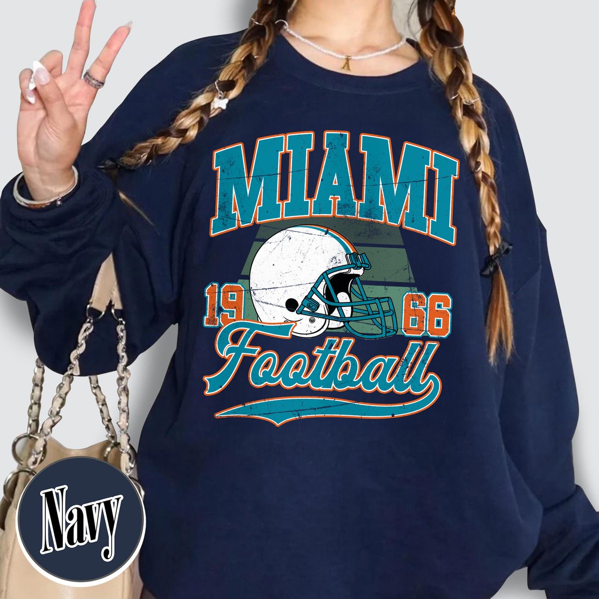 Unisex Miami football vintage crewneck sweatshirt for men and women
