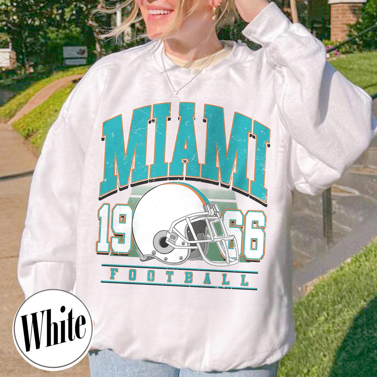 Unisex Miami football vintage crewneck sweatshirt for men and women