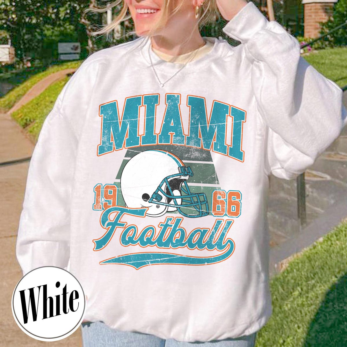 Unisex Miami football vintage crewneck sweatshirt for men and women
