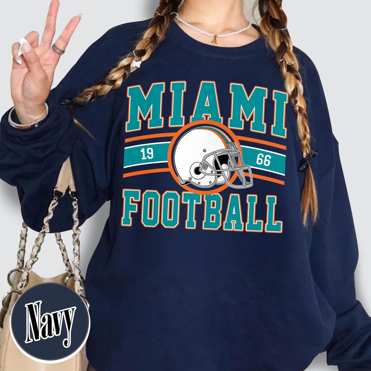Unisex Miami football vintage crewneck sweatshirt for men and women