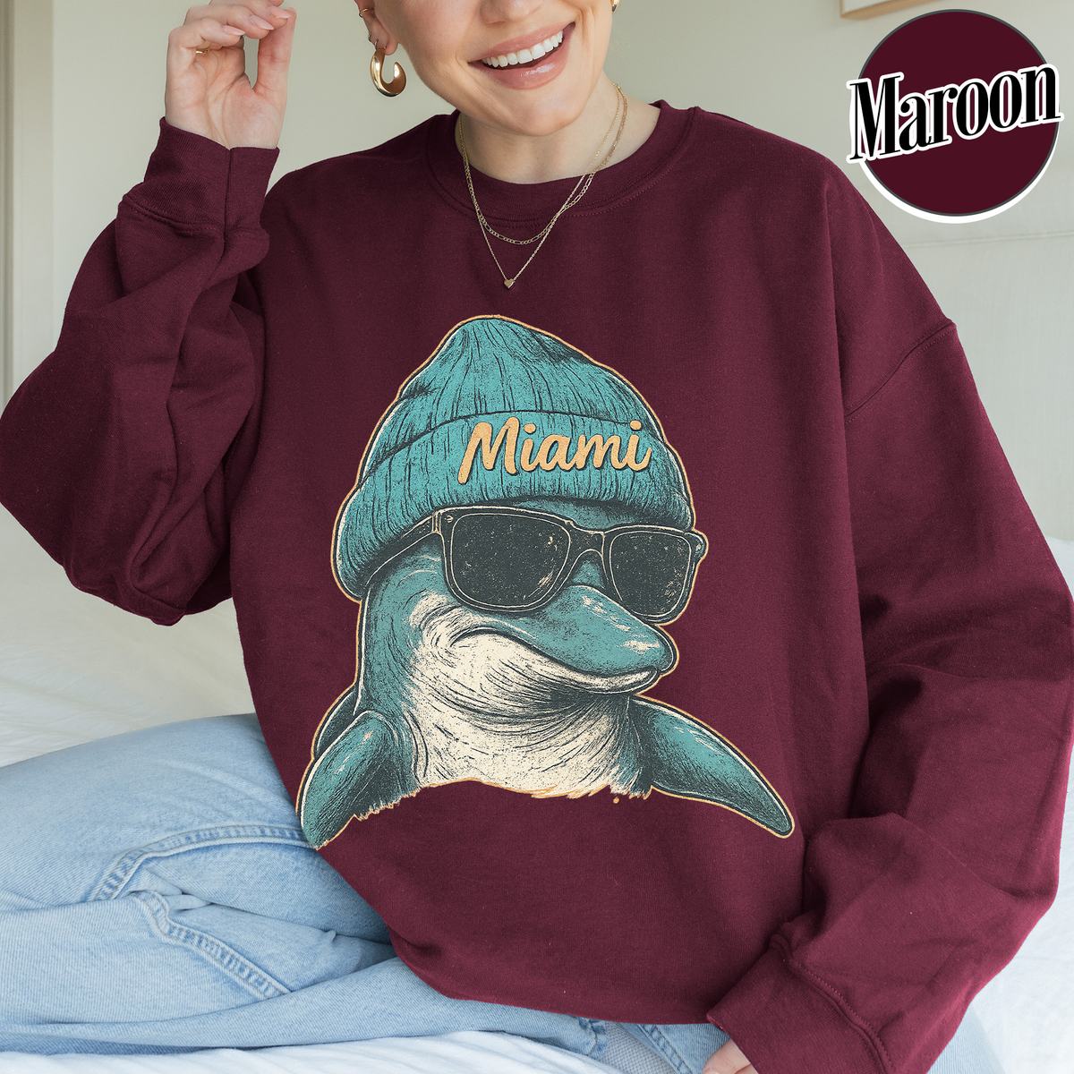 Unisex Miami football vintage crewneck sweatshirt for men and women