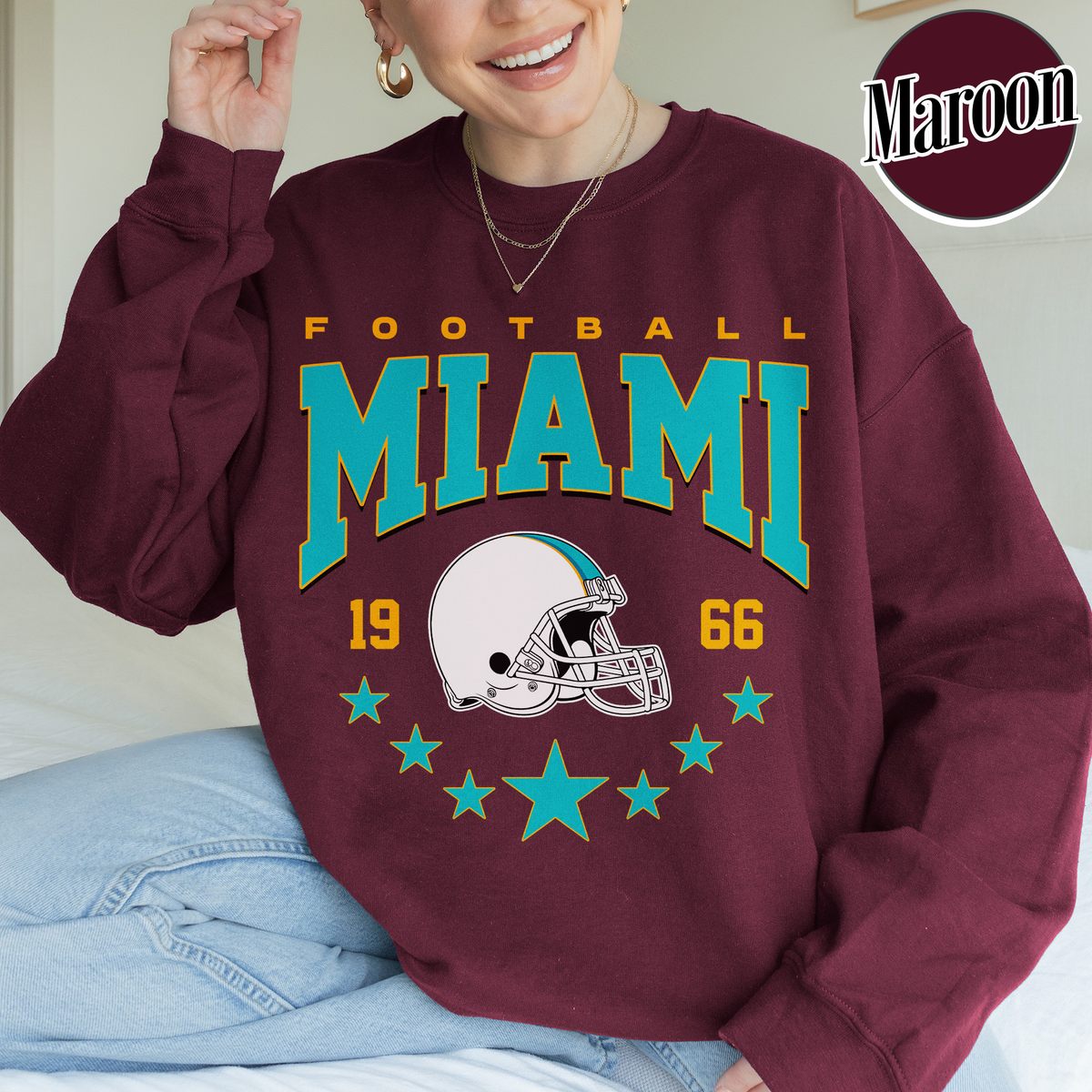 Unisex Miami football vintage crewneck sweatshirt for men and women