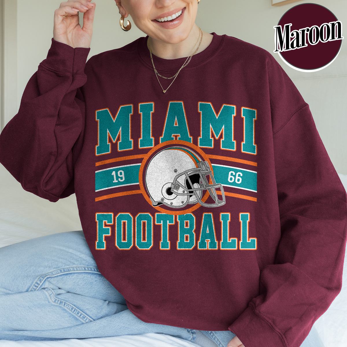 Unisex Miami football vintage crewneck sweatshirt for men and women