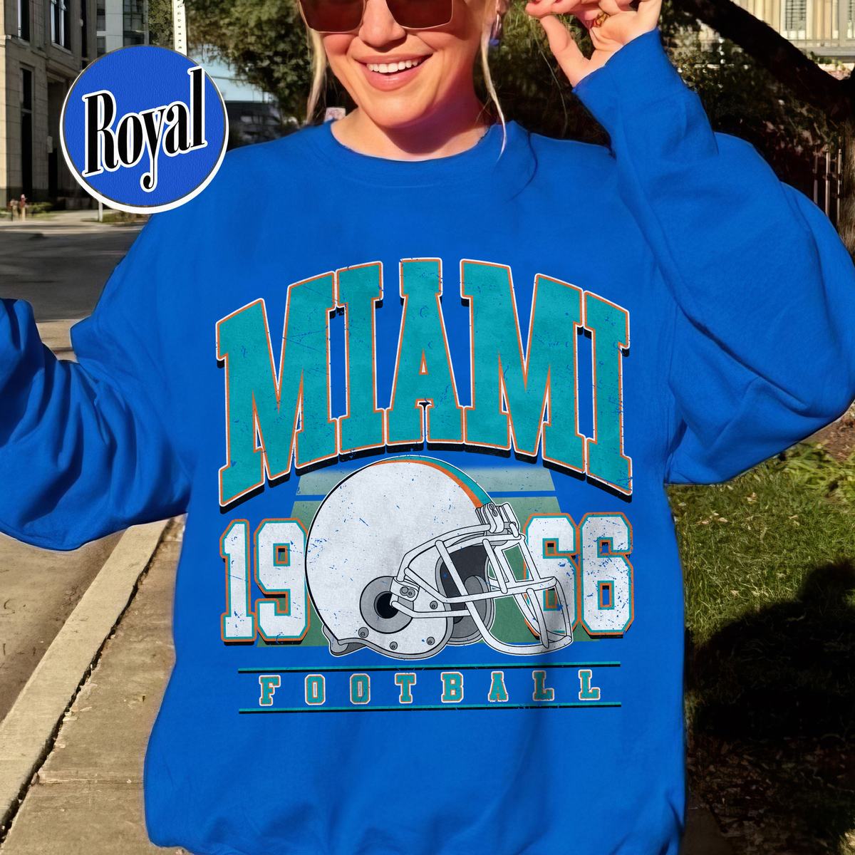 Unisex Miami football vintage crewneck sweatshirt for men and women