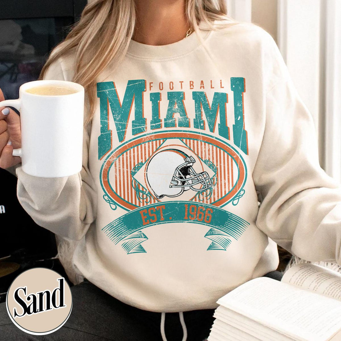 Unisex Miami football vintage crewneck sweatshirt for men and women