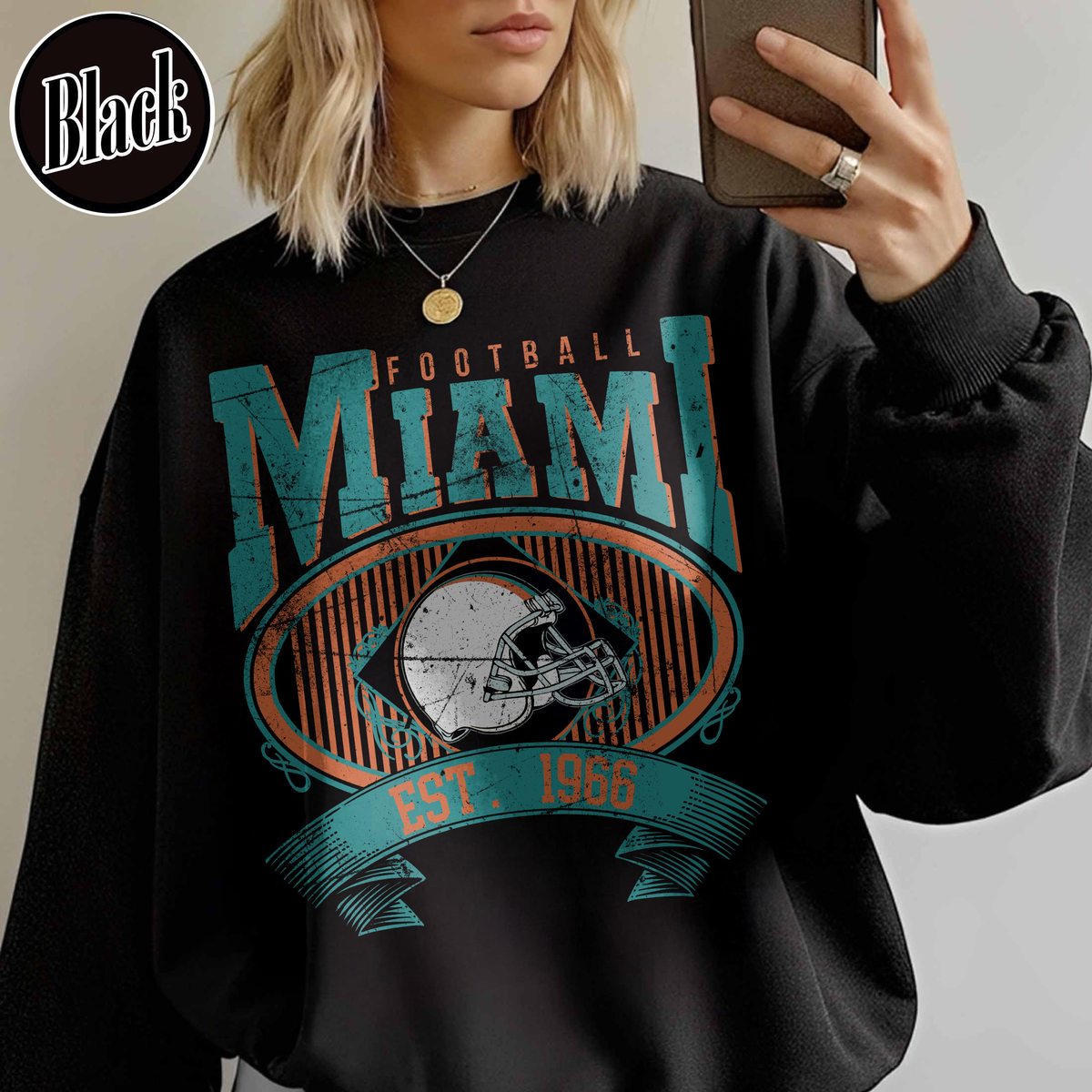 Unisex Miami football vintage crewneck sweatshirt for men and women