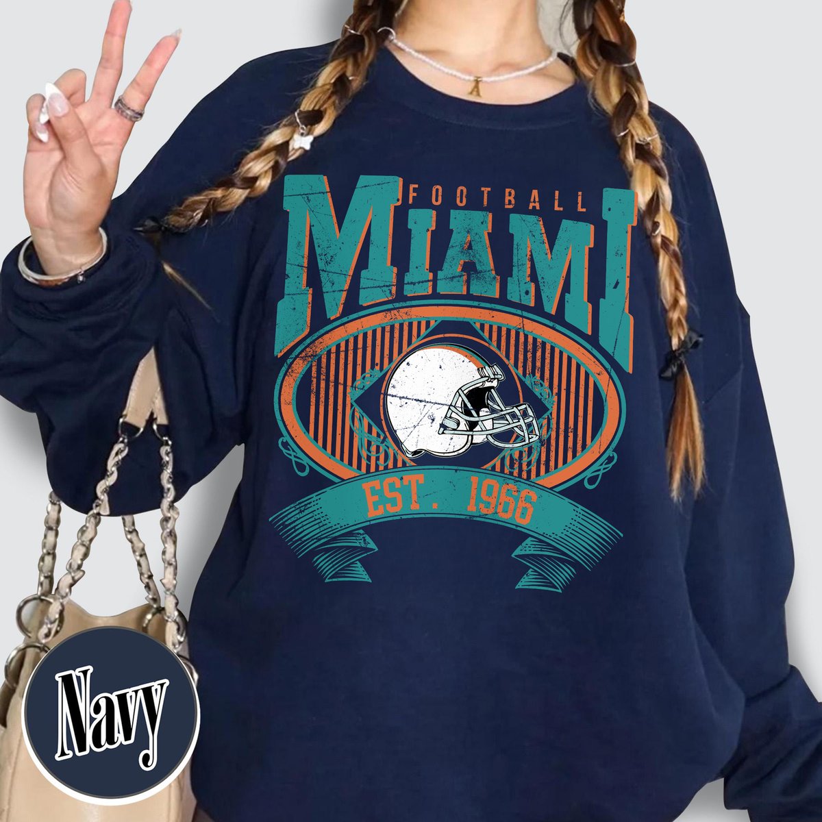 Unisex Miami football vintage crewneck sweatshirt for men and women