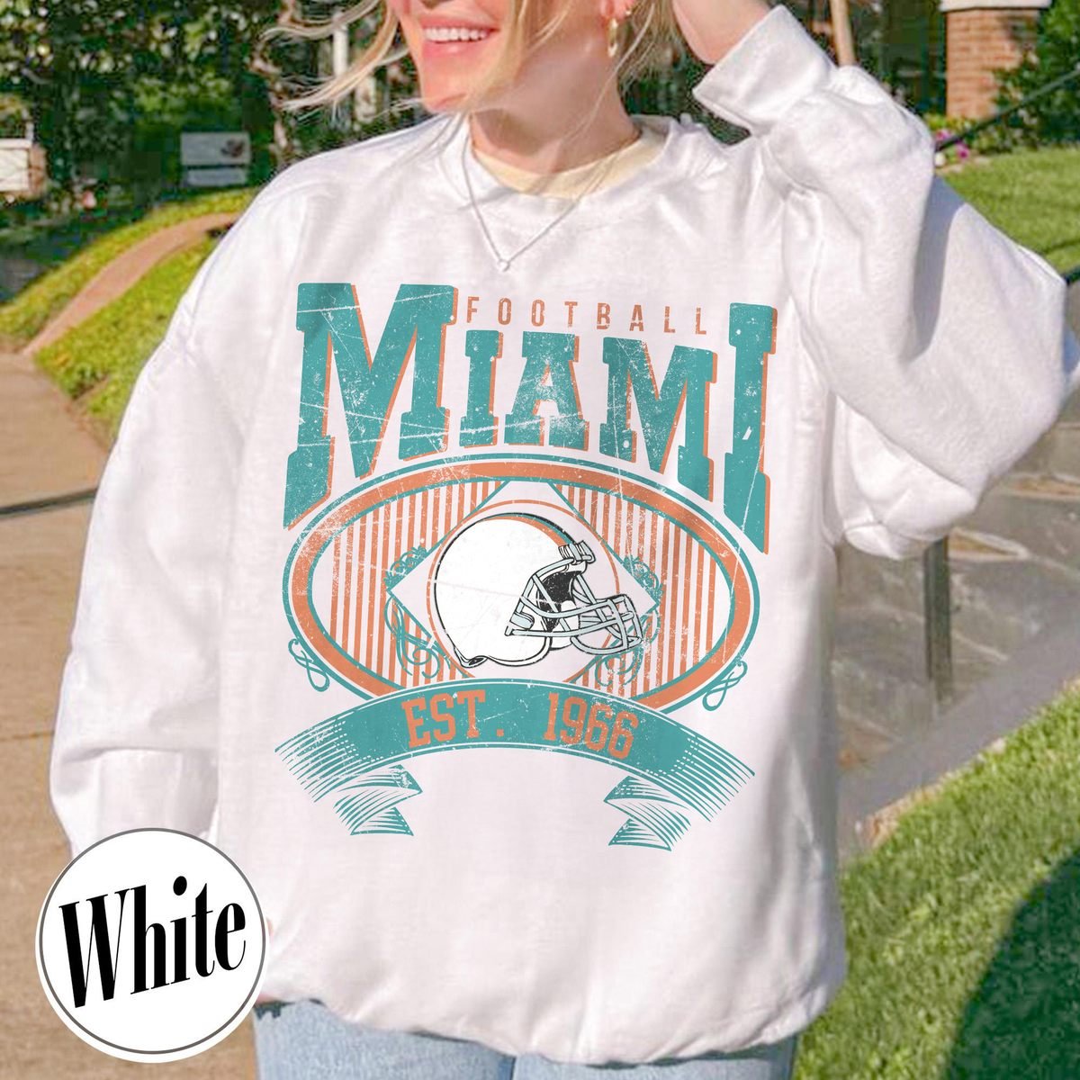 Unisex Miami football vintage crewneck sweatshirt for men and women