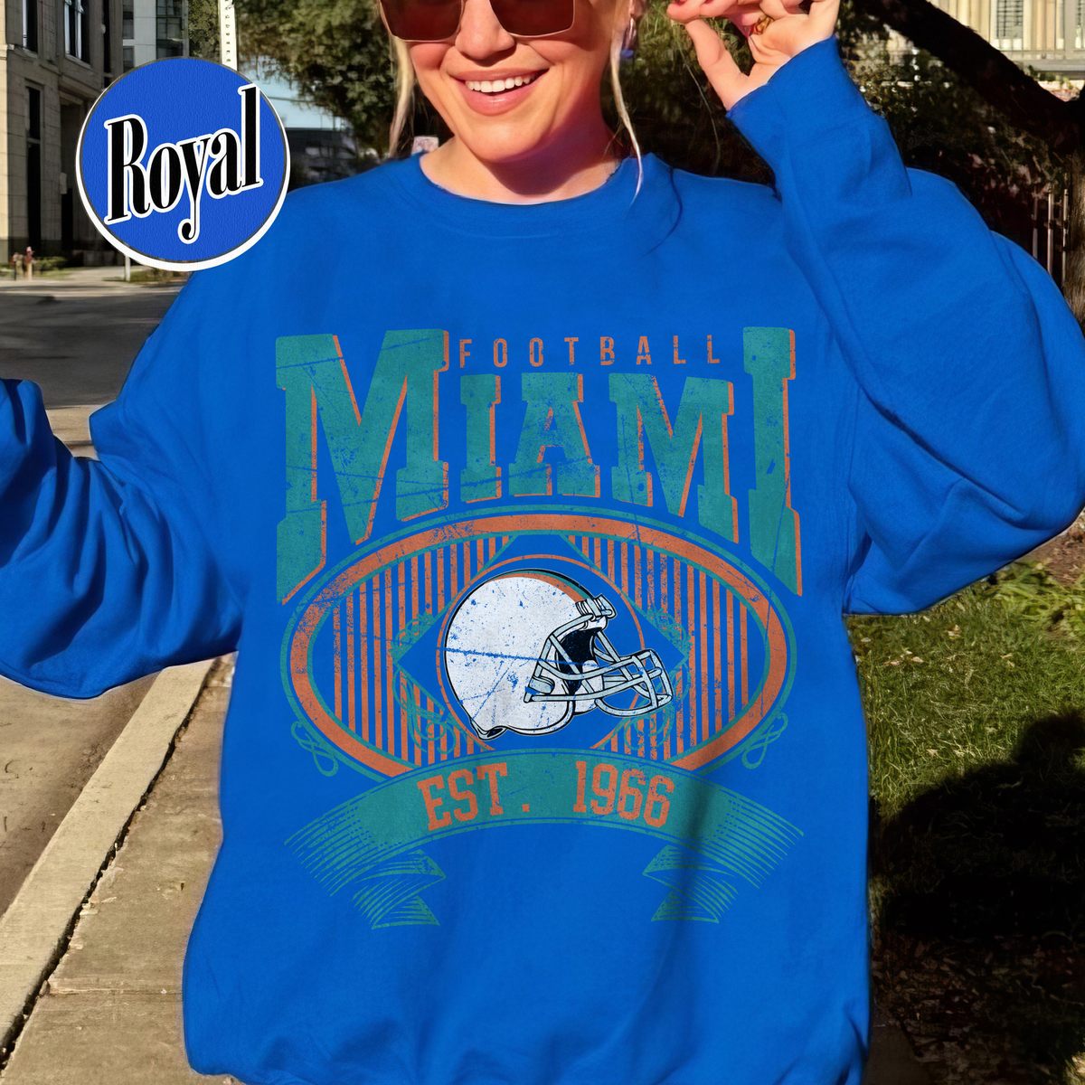 Unisex Miami football vintage crewneck sweatshirt for men and women
