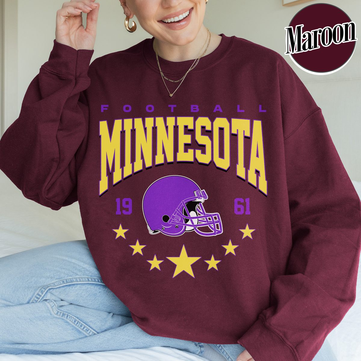 Unisex Minnesota football vintage crewneck sweatshirt for men and women