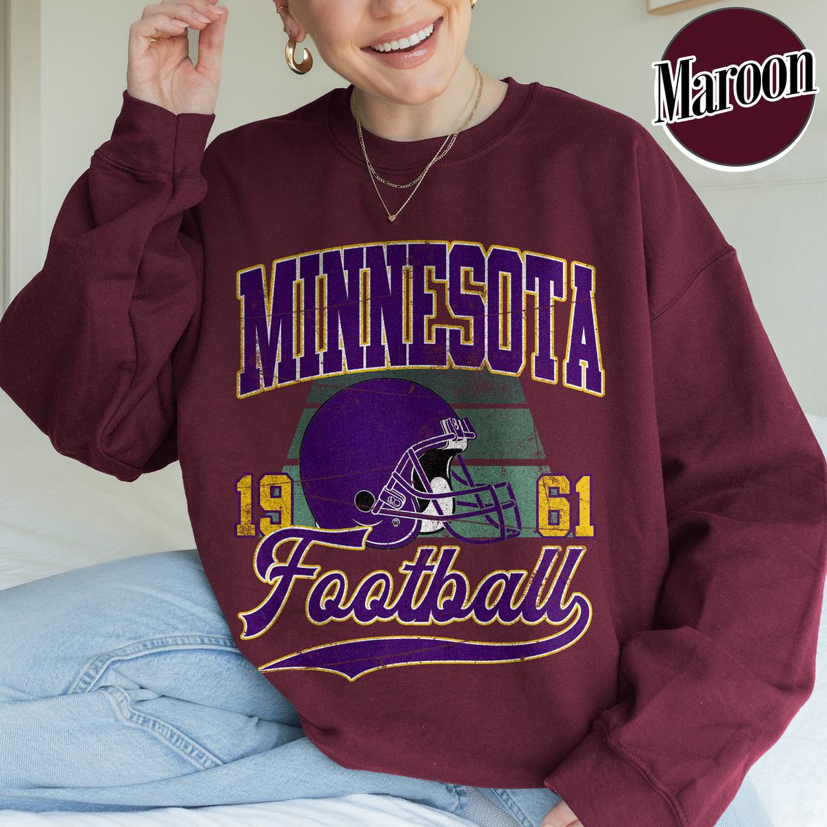 Unisex Minnesota football vintage crewneck sweatshirt for men and women