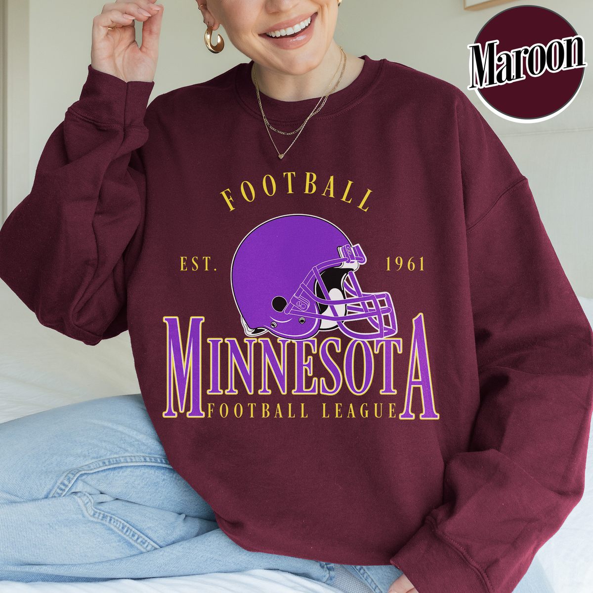 Unisex Minnesota football vintage crewneck sweatshirt for men and women