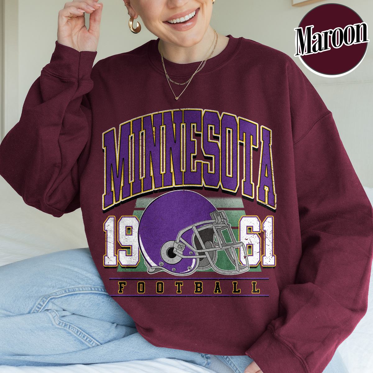 Unisex Minnesota football vintage crewneck sweatshirt for men and women